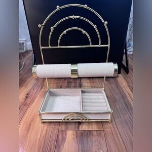 Gold Jewelry Organizer with Cream Accents